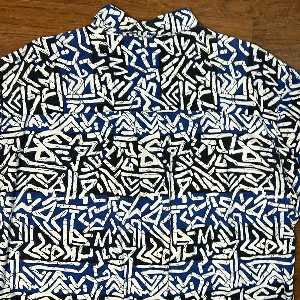 Vintage mens BUGLE BOY Co. button down rayon shirt XL short sleeve 80s Hawaiian